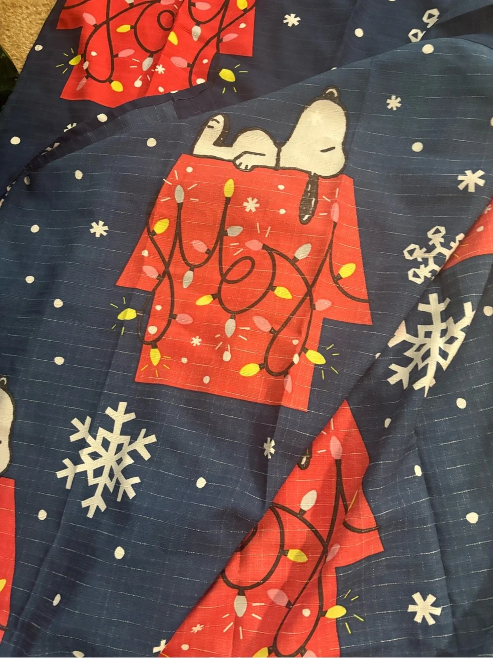 Snoopy Holiday Print Shower Curtain - Navy & Red